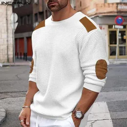 Herren Hoodies 2024 Männer Patchwork O-Neck Long Sleeve Lose Mode lässige männliche männliche Sweatshirts Streetwear Freizeitpullover S-5xl Incerun