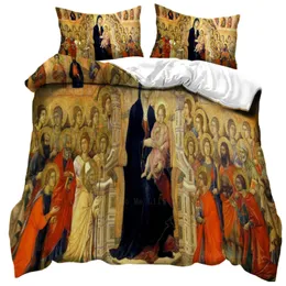 A majestade de Giotto da Renascença Holy Saint Saint Johns Sete Joys of Virgin Medieval Duvet Capa definida por Ho me Lili para decoração de cama