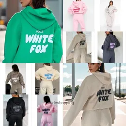 Designer Sportswear White Foxs Hoodie Set 2 Piece Womens Mens Suit Sporty Long Sleeve Pullover Hooded Solid Color Tracksuit Multi-color Foxx Sweatshirt Hy