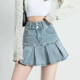 citybreeze★韓国★人気★(CTF3) PLEATED DENIM SKIRT 2色 926c098a-d5f6-4e1d-b407-