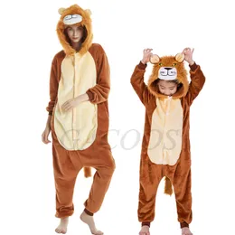 Tiger Wolf Animal Pijamas Unicorn Rabbit Panda Oneie للبالغين أطفال بيجاماس شتاء النساء الرجال Cosplay Kigurumi Pajamas Jumpsuit