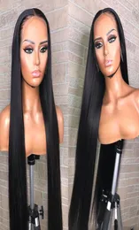 Bythair Silky reta reta de cabelos humanos perucas pré -arrancadas com cabelo de seda de seda de bebê peruca frontal de renda para mulheres negras branqueadas krots6781127