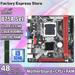Moderbrädor B75 Moderkort LGA 1155 B75A Desktop Set med i3 3240 CPU DDR3 1*8GB = 8GB RAM Support NVME M.2+ WIFI -gränssnitt Mainboard Kit