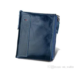 RFIDブロック新しいスタイリッシュな女性の財布と財布の本物の牛の革の男性バイフォールド財布はカードポケットRFID保護9896401