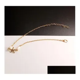 Fußkettchen Punk -Knöchel -Armbänder Mädchen Frauen Gold Sier Ton Seestarfish Perle Kochketten Fußketten Yoga Tanz Drop Lieferung Schmuck DH5L9