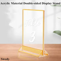 Clear Acrylic Sign Holder Display Stand Tabell Plastiska restauranger Meny Papperskort Holder Foto Poster Frame