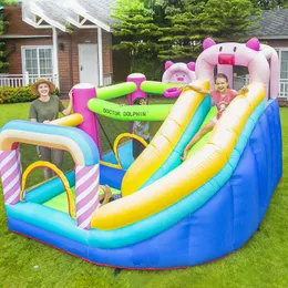 Inflatable Castle For Backyard Entertainment Kids' Parties Portable Bouncer Slide Combo Jumping Jumper Bounce House with Slide Indoor Toys Pink Piggy Theme Piglet