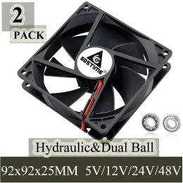 Cooling 2sts GDStime 90mm 92mm Computer Case Fan 92x92x25mm 5V 12V 24V 48V 2PIN 3PIN USB COOLING CPU Cooler Fan 9225 Sleeve/Ball Bearing