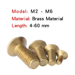 50-100 Stcs Messing Kupfer Kreuzverzerrte flache Kopfschraube M2 M2.5 M3 Counterunk Head Phillips Schrauben für Elektronik