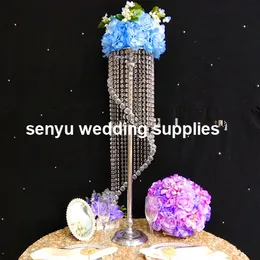 10 pezzi) Gold Metal Wedding Flower Vase Flower Stand per feste di nozze Centrotavola in cristallo acrilico Road LED SENYU0159