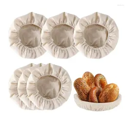 Ferramentas de cozimento 6pcs Tampa de pano de linho fermentado redonda de cesta de cesta de pão de vime de pão Bannetonn linho bolsa