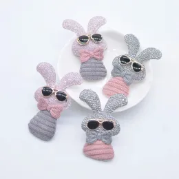 10 pezzi di abbellimento di stoffa di coniglio fresco con occhiali per abbigliamento in tessuto da cucire calze cuciture guanti accessori per decorazioni di decalcomanie