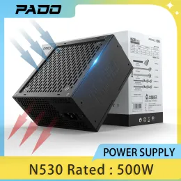 Leveranser AIGO N530 500W PC PSU Power Supply Unit Black Gaming Tyst 120mm Fan Pado 24pin 12V ATX ​​Desktop Computer Power Supply för BTC