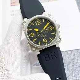 2024 Armbanduhren Männer Automatische mechanische Uhr Bellbraun Leder Black Gummi Ross Armbanduhren Multifunktion Sechs Stiche VM09