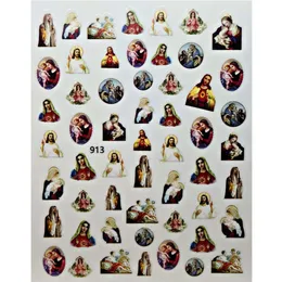 1PC Cristo Jesus Nail Art Adesivo Virgem Mary 3d Angel Decal da unha arte colorida série religiosa adesiva autônoma Decalque J89#