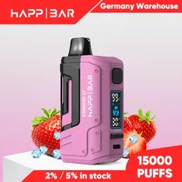 Happ Bar Vaper 15k Vapes Einwegvolden -Zigarette 30W Große Stromvereinbarungen 850mAh Cigarrillos DeSchierlager Luftstrom Europa Warehouse