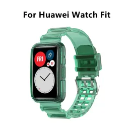 Huawei Watch Fit Strap Tool 시계 케이스 화면 보호기 브레이슬릿 코레아 Huawei Fit Smart Watch Strap을위한 투명 밴드
