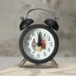 Mini Creative Alarm Clock Vintage Retro Pointer Clock Loud Ringing Alarm Clock Bedside Home Decor