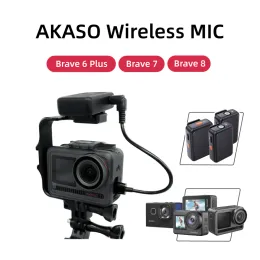 Tillbehör Trådlös mikrofon MIC Cycling Motorcykelmic för Akaso Brave 7 /Brave 8 /Brave 6 Plus Action Camera Accessories Hifi Sound MIC