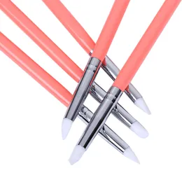 5pcs Manicure tools Double-ended point drill silicone pen Dual Soft Pottery Clay Tool Two Head Craft Tool carving pens