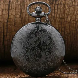 Pocket Watches Vintage Charm Black Unisex Fashion Roman number Quartz Steampunk Pocket Women Man Man Colence с цепными подарками P427 Y240410