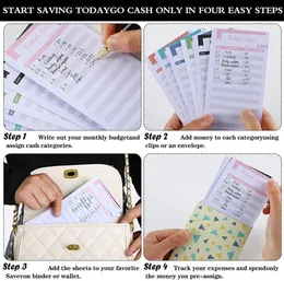 A6 Marble PU Orçamento PU Binder Tampa de pasta recarregável de 6 anel, com envelopes de 8 PCs Binder, folhas de orçamento de despesas e adesivos de etiqueta