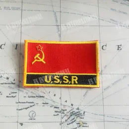 U, S, S, R Russland UdSSR National Flagge Stickflagge Patches Abzeichenschild und quadratische Form Pin Ein Set am Stoff Armband Rucksack