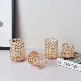 Paindim Gold Silver Crystal Holders Halders свеча фонарь карандаш -контейнер -контейнер держатель кисти свадебные канделябра домашний декор