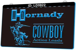 LD5922 Hornady Cowboy Action Lads 3D Grawerowanie LED LED Znak Whole Retail25418101872