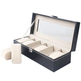 Caixas de relógio de moda 6 slots Pu Wood Watches Box Window Organizer Boxes para tamanho 6 Relógios de slot Caso Casos de jóias Armazenamento de estojo H289N