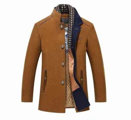 Men039s yün harmanlar yünlü ceket kış polar sıcak ceketler termal ince fit moda hendek dış giyim erkek cappotto uomo t22087874282