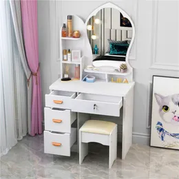 Nordic Style Modern Minimalist Dresser Set Mobilya Makyaj Ayna Sandalye Çekmecesi Depolama Yatak Odası İçin Entegre Dresser