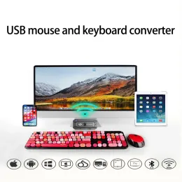 Hubs Myszka klawiatury USB Bluetooth 5.0 Przetrzymaj z przewodowego na adapter bezprzewodowy 8 urządzeń do tabletu, laptopa, komputera, telefonu komórkowego, USB Hub