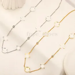 Geometrisk halsband rostfritt stål hänge klassisk lyx 18k guld fyra bladklöver design charm årsdag födelsedagsfest för kvinnor daglig slitage