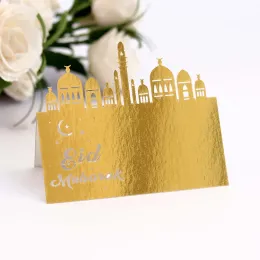 10/20/30pcs Eid Mubarak Pocztówki Ramadan Party Fase Card Place Place Karty Happy Eid Muzułmańskie Partię Ramadan Kareem Dekoracje stołu