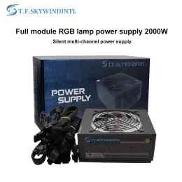 الإمدادات 2000W RGB Full Moduler ATX Power Power Colorful PSU 110V 220V لـ ETH BTC Mining Bitcoin Miner 90 ٪ كفاءة