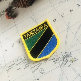 タンザニア国旗刺繍パッチバッジシールドと四角い形状ピン布腕のバックパックの装飾にセット