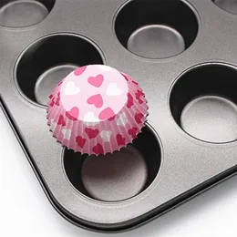 2024 12 Cups DIY Cupcake Baking Tray Tools Non-stick Steel Mold Egg Tart Baking Tray Dish Muffin Cake Mould Round Biscuit Pan 12 Cups