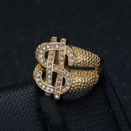 Anello di fusione del cartello da dollaro in titanio 18k Regno di gioielli madre placcata in oro vero