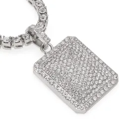 Fashion-Hop Necklace Jewelry Fashion Gold Iced Out Chain Full Rhinestone Dog Tag Pendant Halsband265e