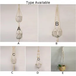 Vintage Macrame Plant Hanger Garden Flower Pot Holder pendurado na cesta de corda