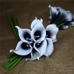 Blue Blue Calla Lilies Real Touch Flowers Silk Bridal Bukiety, bukiety druhny, centralne elementy ślubne, dekoracje 10pcs