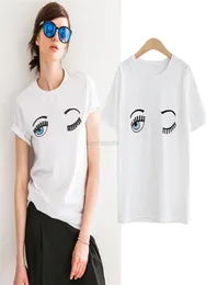 Лето хлопковые женщины T Рубашки Chiara Ferragni Fashion Big Eyes Emelcodery Seederse Ship Style T Trats Женщины повседневные топы CS33561970