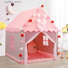 Tents de brinquedo crianças brincam tenda grande 51,2 x 39,4 x 47,2 polegadas Princess Castle House Sala de jogo desenho animado Easy Assemble Tent Play House Toy L410