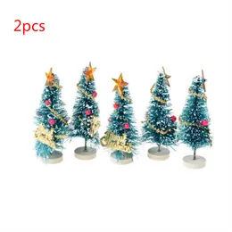 10 pezzi/set piccolo albero di Natale fai -da -te finto pino mini sisal bottiglia spazzola di Natale albero di natale snow gelo villaggio casa