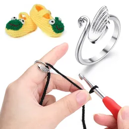 1pc a ciclo a maglia regolabile a maglietta pavone/cigno/tipo di serpente anello di cucitura accessori per cucitura indossare filati guide di timore utensile