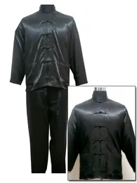 검은 중국 스타일 남성 새틴 잠옷 세트 참신 버튼 파자마 슈트 캐주얼 한 잉글웨어 긴 슬리브 셔츠 pant s m l xl xxl 240329
