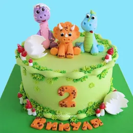 Yoriwoo Dino Dinosaur 테마 파티 파티 케이크 Topper Jungle Safari 1st Birthday Party Decorations Kids Boy Cake Decor Jurassic World