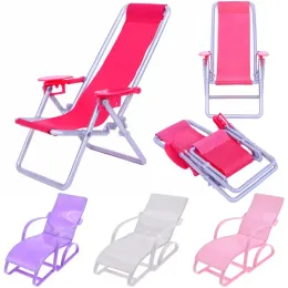 1:6 Scale Garden Bench Playing House Children' Gift Toy Accessories Doll Beach Chair Foldable Deckchair Dollhouse Furniture