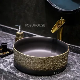 حوض السيراميك على الطراز المغربي للفندق Simple Washbasin الحمام أثاث شرفة غسل السيراميك حوض الحمام وعاء الوعاء